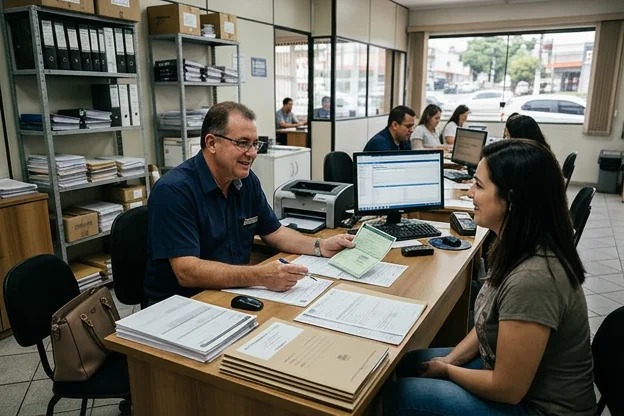Despachante atendendo um cliente em Campo Largo.